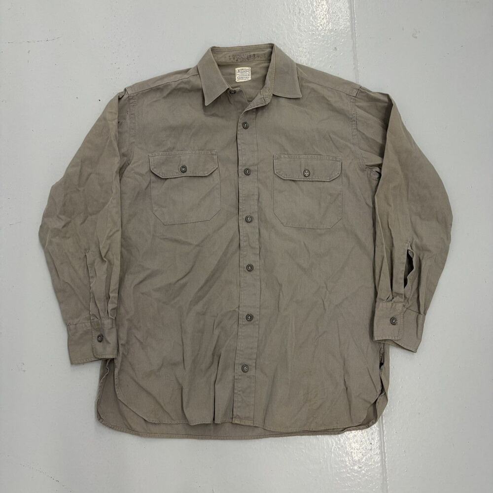 Vintage 50s Simpson's Grey Canvas Poplin Workwear Shirt